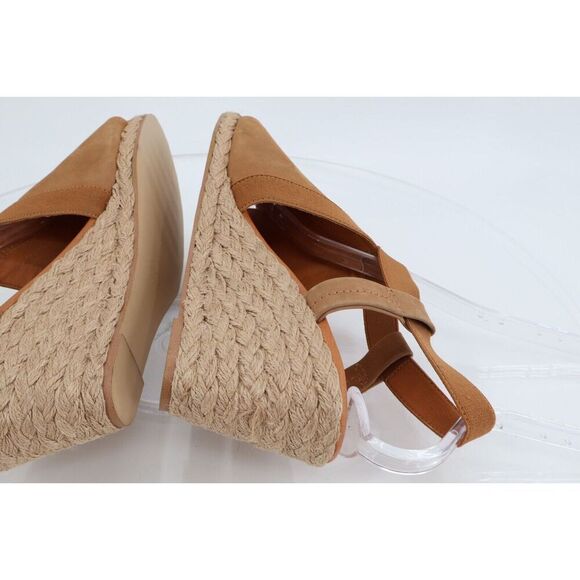 Andre Assous Nanda Espadrille Sandal Size 11M Brown Leather Slingback Wedge - Picture 7 of 14
